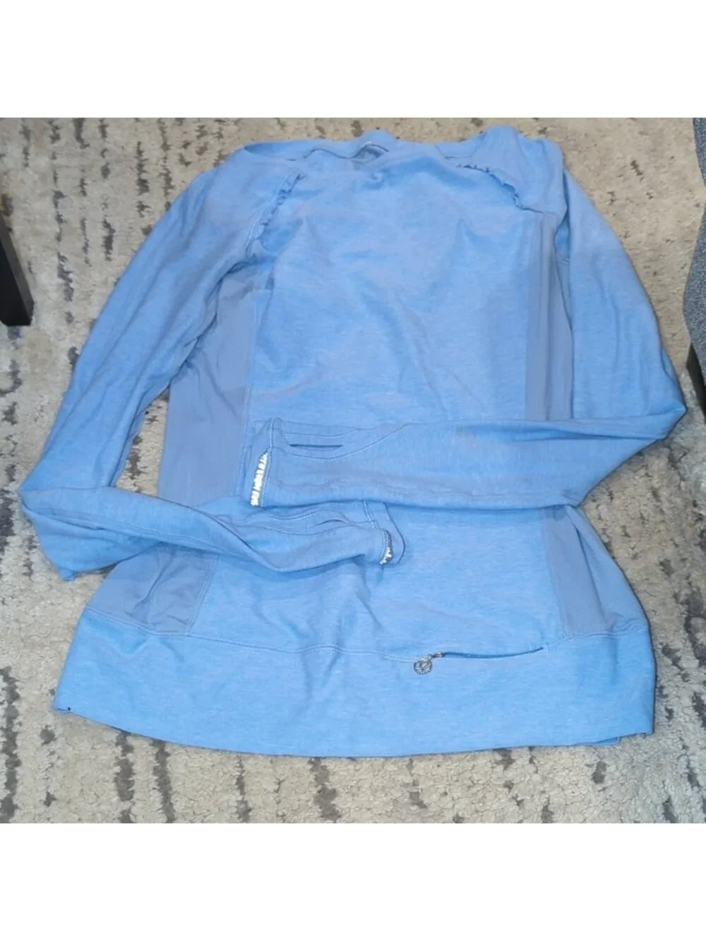 lululemon full tilt ruffle seam long sleeve light heathered blue